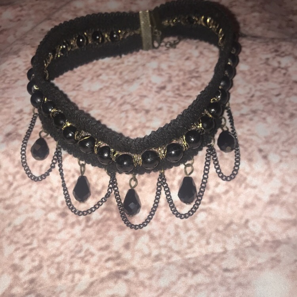 Unique Black Victorian Choker Necklace